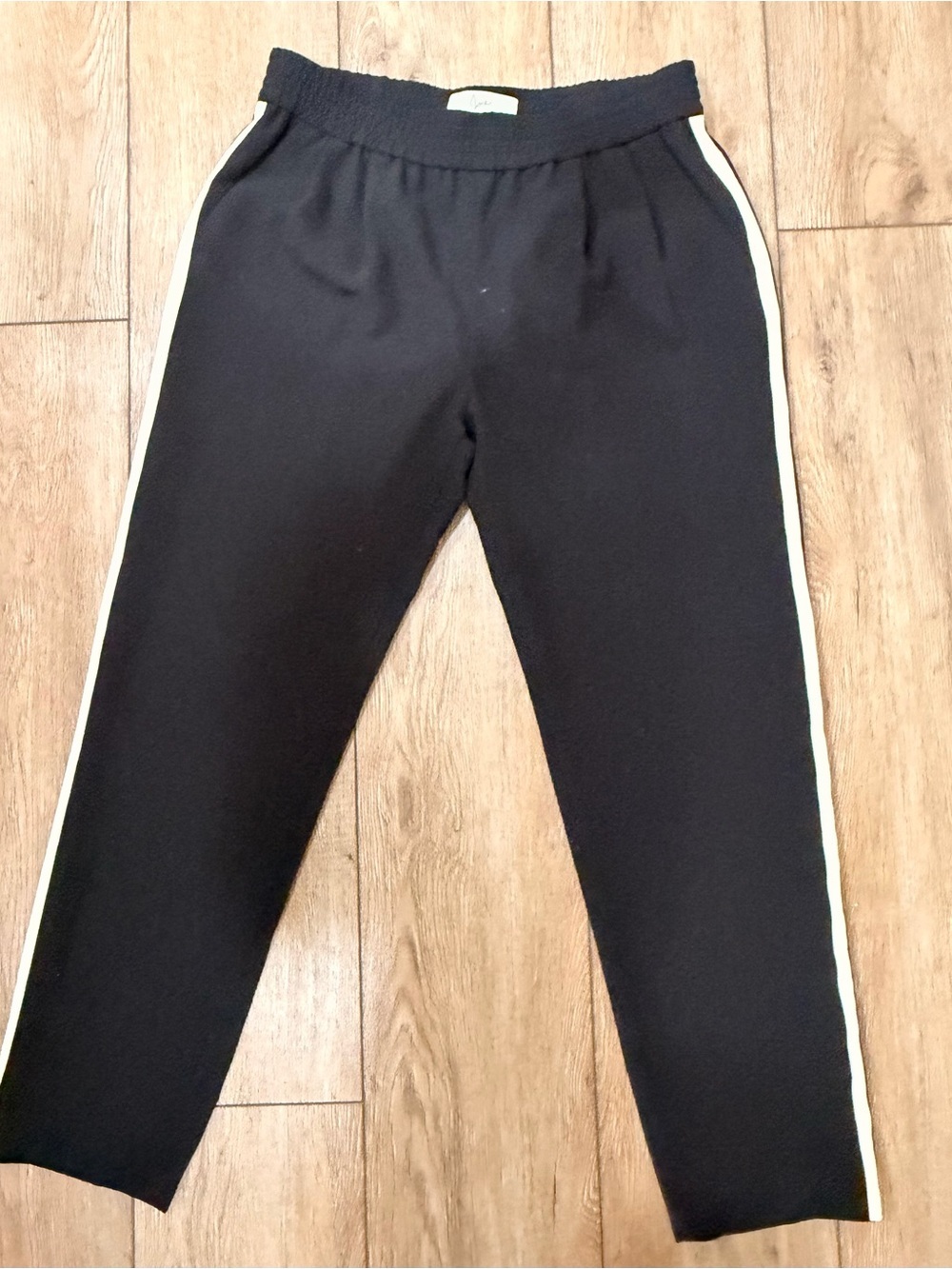 Joie Black Track Pants with Cream Side Stripe